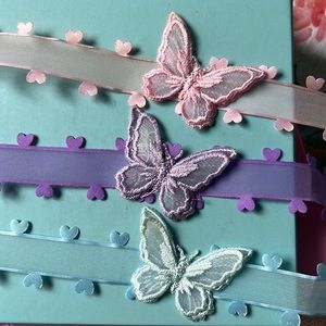 Butterfly choker necklaces - pink, blue and purple